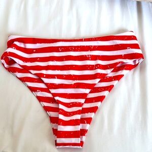 shein bikini bottom red and white